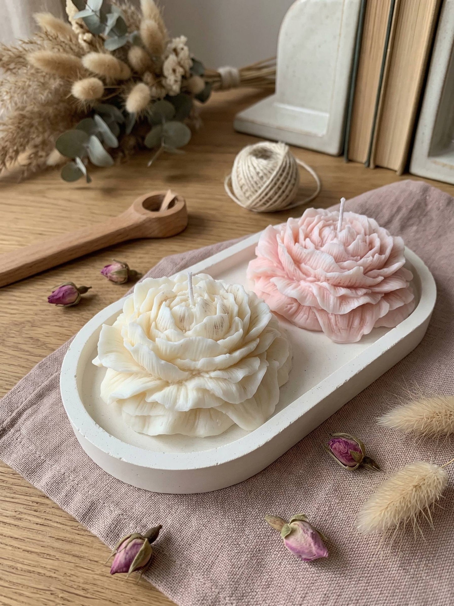 Kerzen-Set „Pfingstrosenblüte“