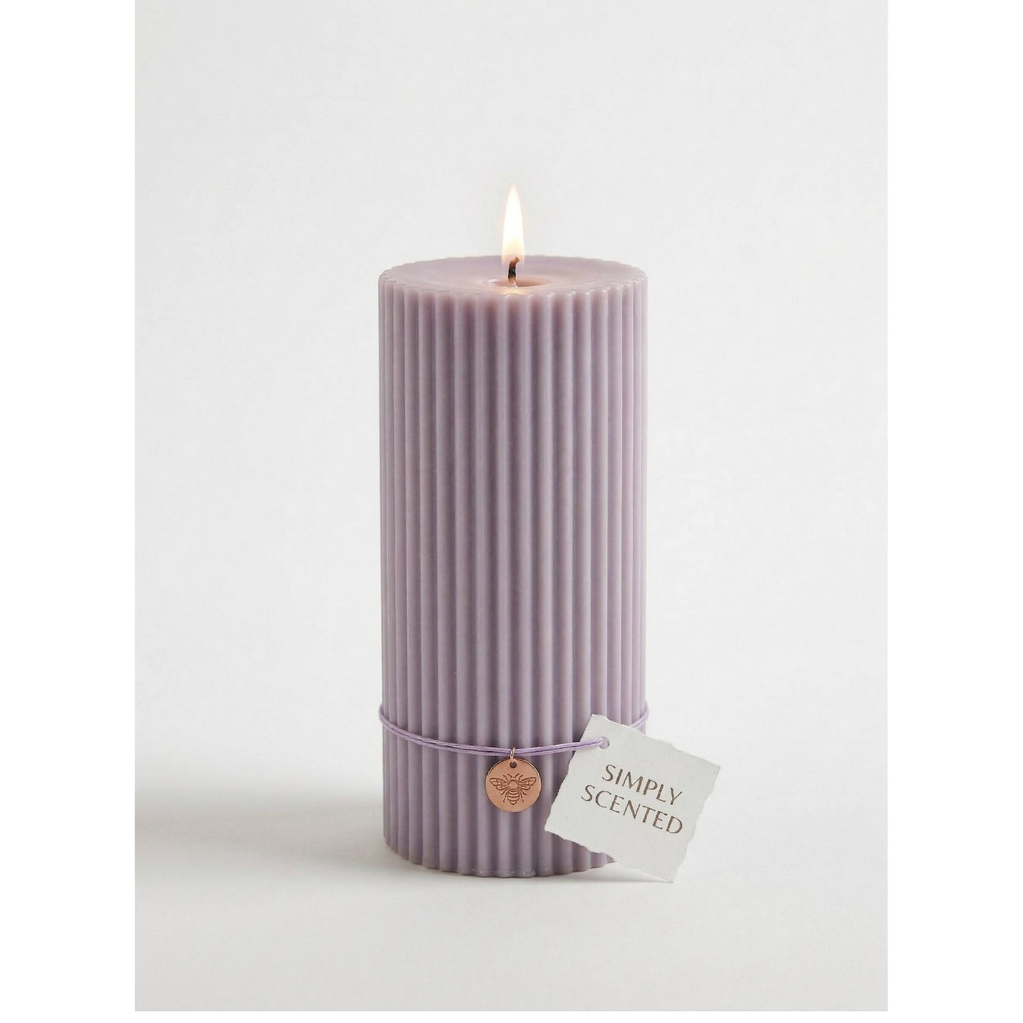 Lavender Ribbed Pillar Candle – by SimplyScented